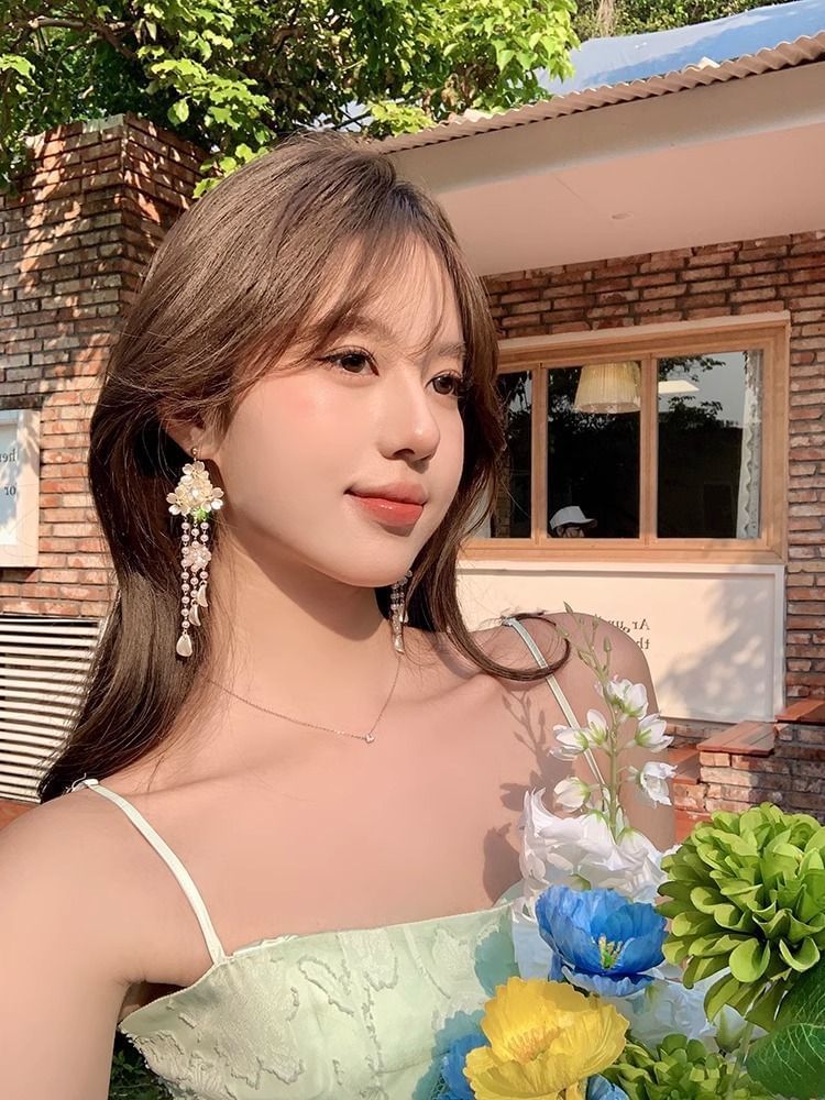 Floral Fringed Earring Alloy