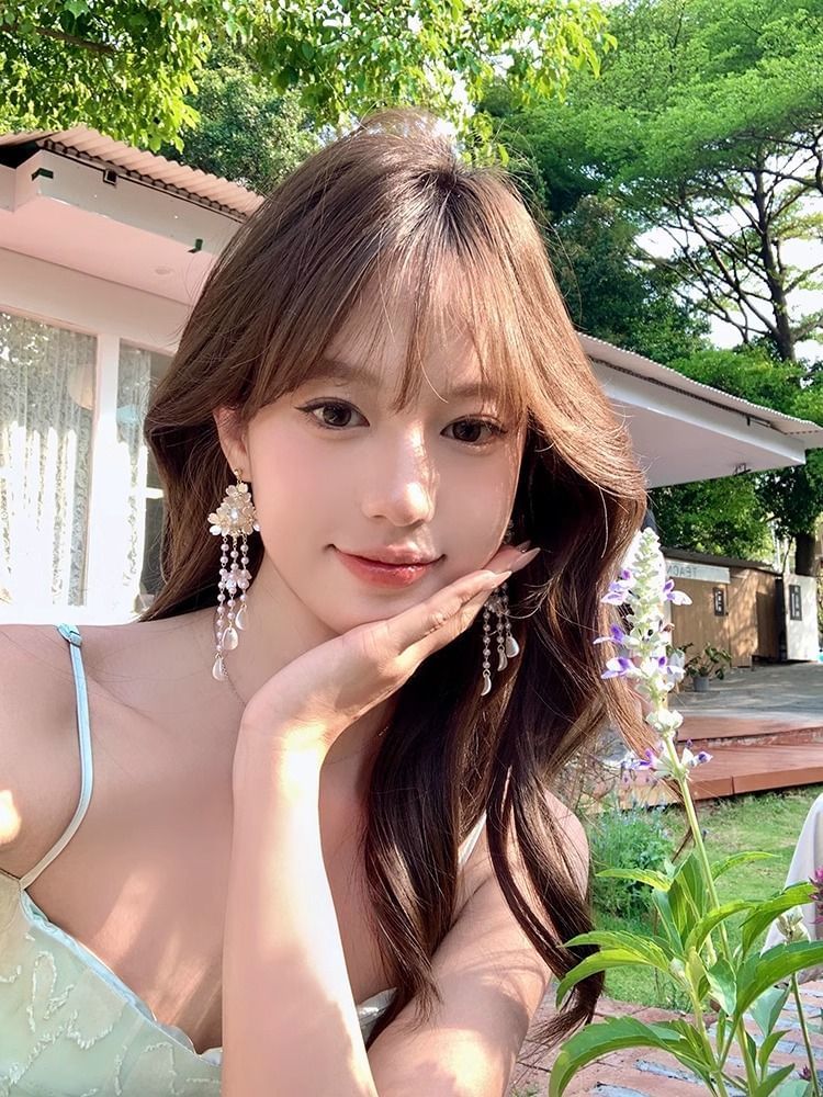 Floral Fringed Earring Alloy