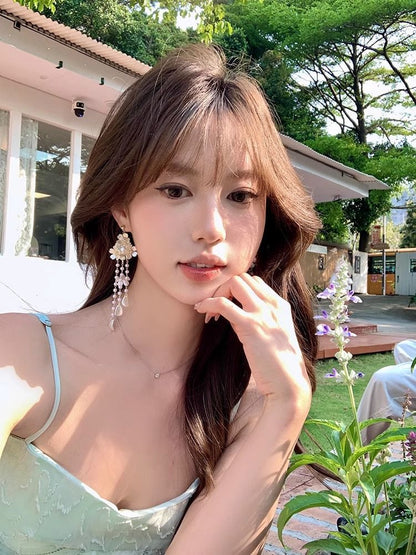 Floral Fringed Earring Alloy