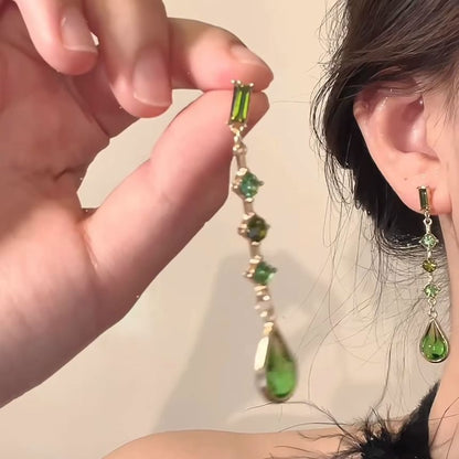 Faux Earring Dangle Droplet Alloy Crystal