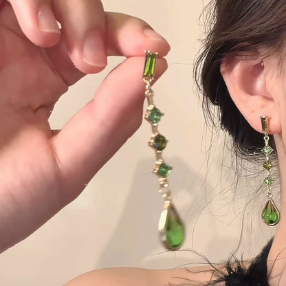 Faux Earring Dangle Droplet Alloy Crystal