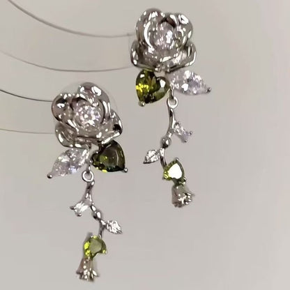 Alloy Floral Dangle Earring Rhinestone