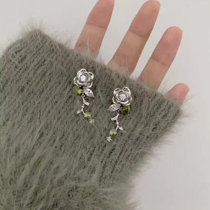 Alloy Floral Dangle Earring Rhinestone