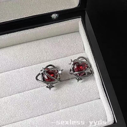 Crystal Ear Cuff Heart Alloy Stud Faux