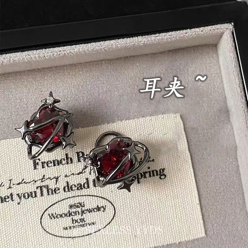 Crystal Ear Cuff Heart Alloy Stud Faux