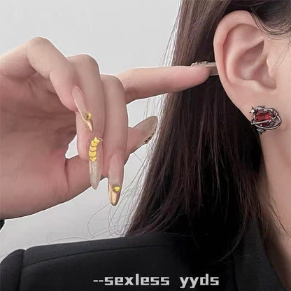 Crystal Ear Cuff Heart Alloy Stud Faux