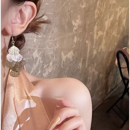 Alloy Earring Leaf Chandelier