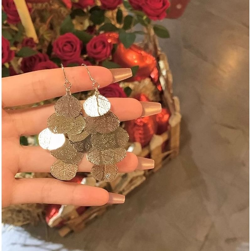 Alloy Earring Leaf Chandelier