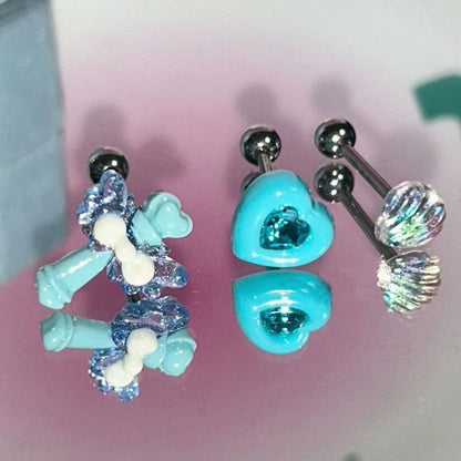 / Heart Wand Set 3: Earring Rhinestone Alloy Shell Stud of