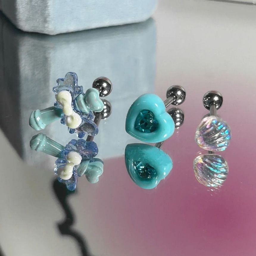 / Heart Wand Set 3: Earring Rhinestone Alloy Shell Stud of