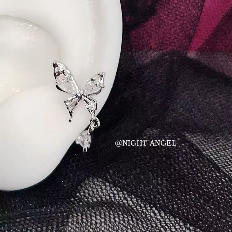 Butterfly Earring Rhinestone Drop Alloy