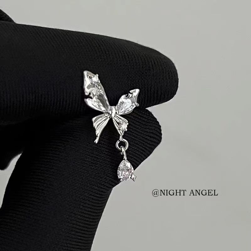 Butterfly Earring Rhinestone Drop Alloy