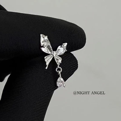 Butterfly Earring Rhinestone Drop Alloy