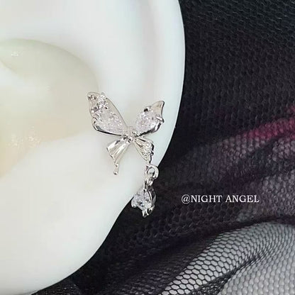 Butterfly Earring Rhinestone Drop Alloy