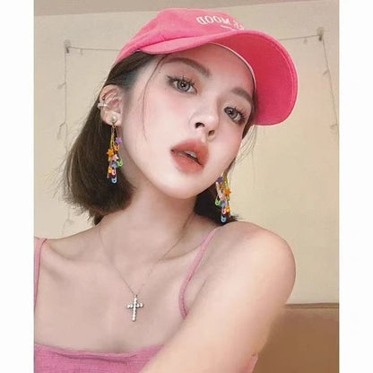 Safety Pearl Pin Chandelier Alloy Faux Star Earring