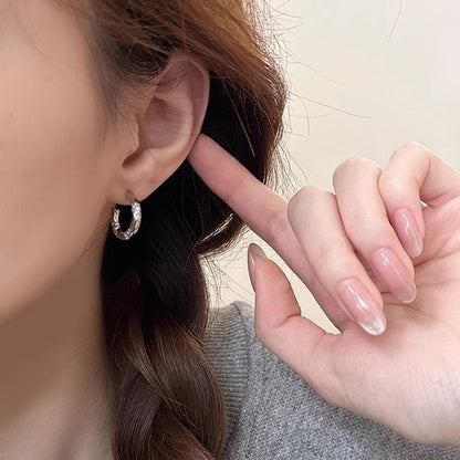 Alloy Rhinestone Open Hoop Earring