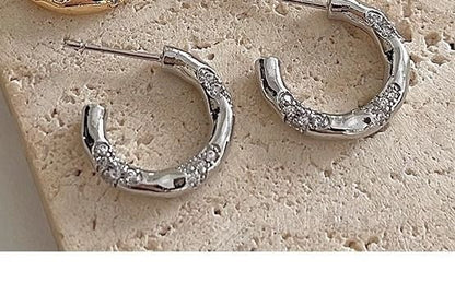 Alloy Rhinestone Open Hoop Earring