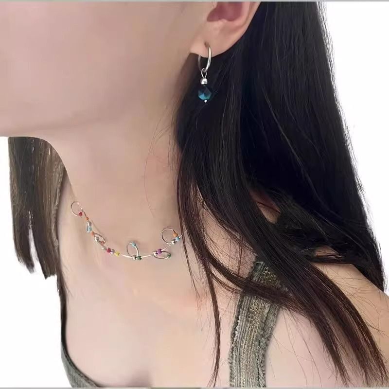 Faux Alloy Drop Gemstone Earring