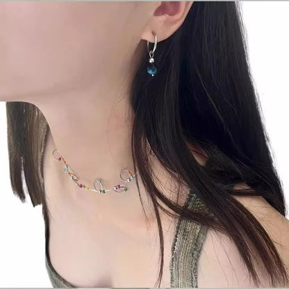 Faux Alloy Drop Gemstone Earring