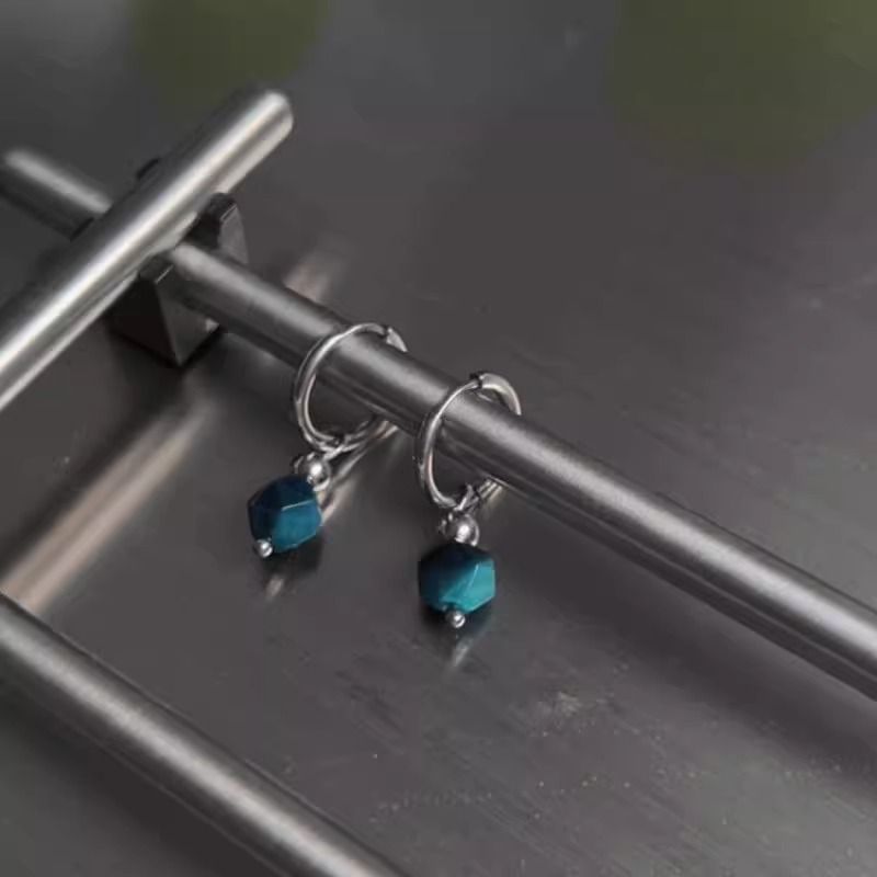 Faux Alloy Drop Gemstone Earring