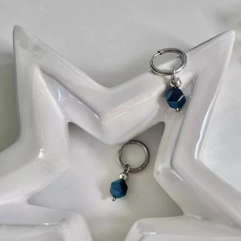 Faux Alloy Drop Gemstone Earring