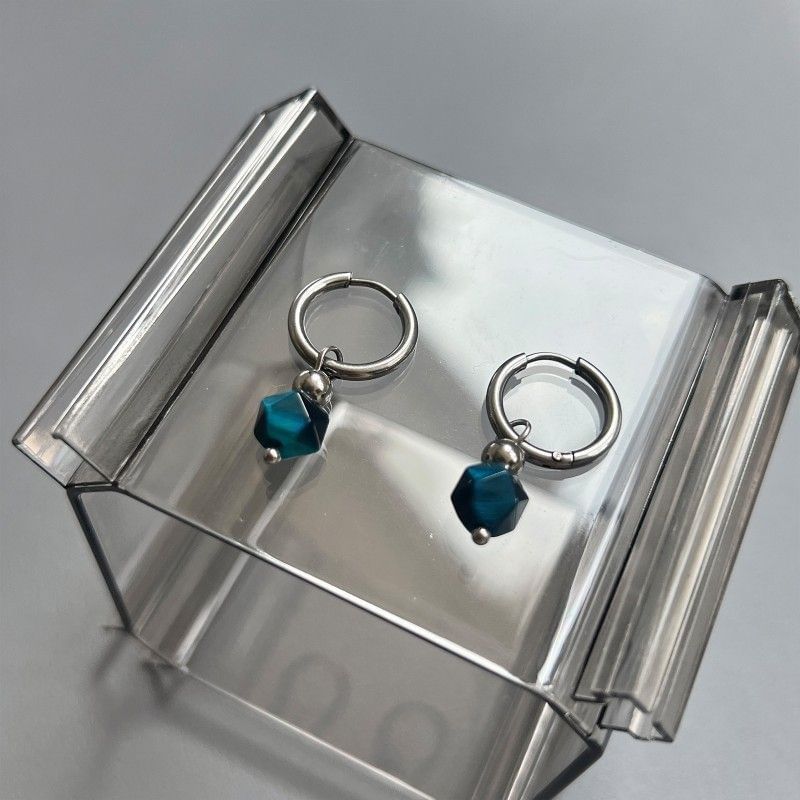 Faux Alloy Drop Gemstone Earring