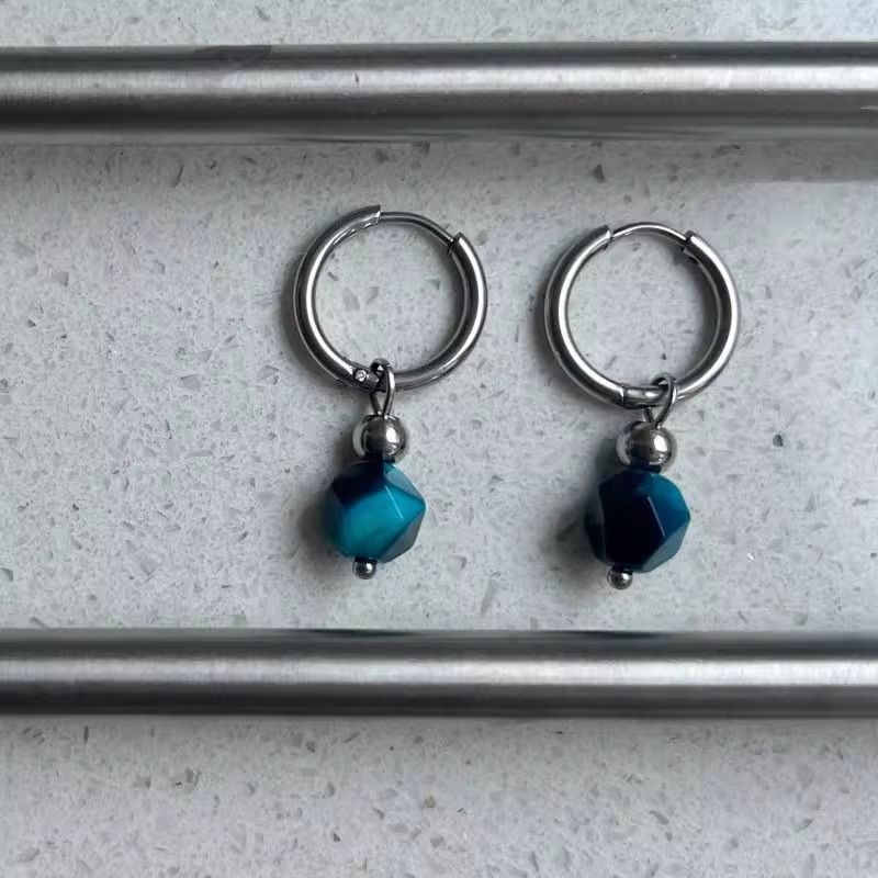 Faux Alloy Drop Gemstone Earring