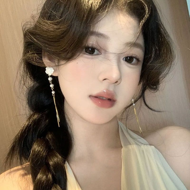 Pearl Floral Earring Alloy Threader Faux