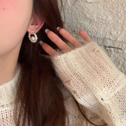 Beaded Pearl Hoop Earring Faux