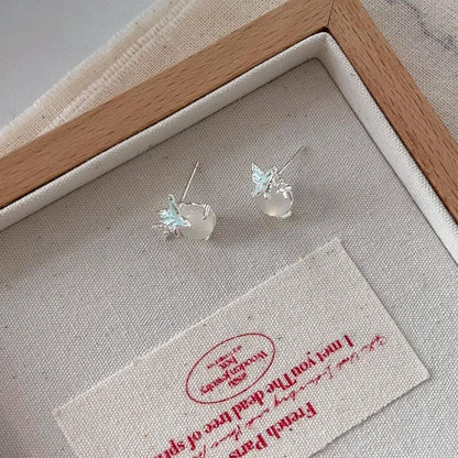 Stud Earring Cabochon Enamel Butterfly