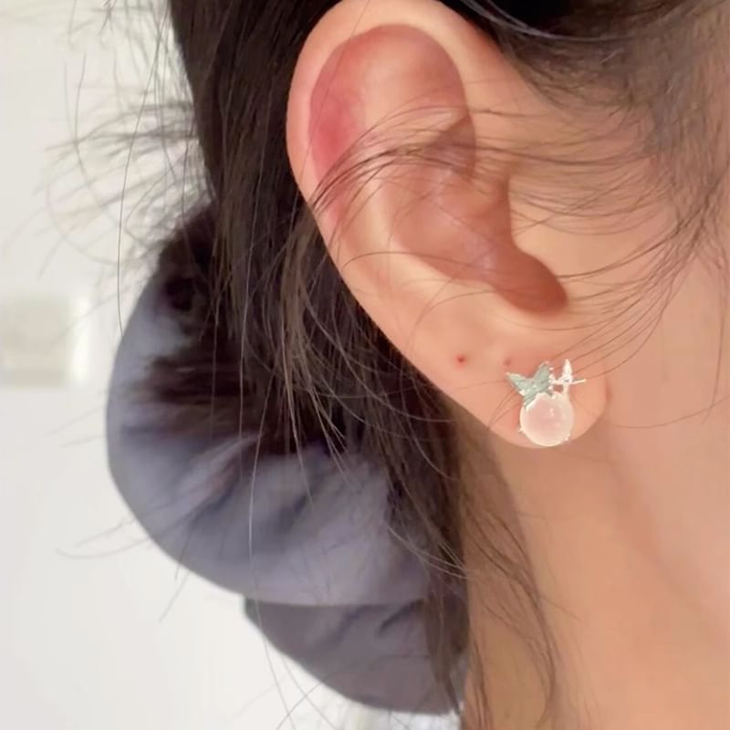 Stud Earring Cabochon Enamel Butterfly