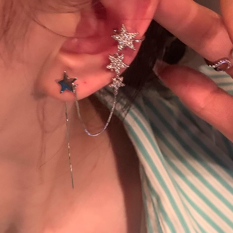 Ear Cuff with Rhinestone Earring Star