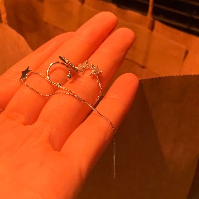 Ear Cuff with Rhinestone Earring Star