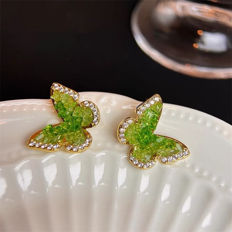 Rhinestone Butterfly Stud Earring