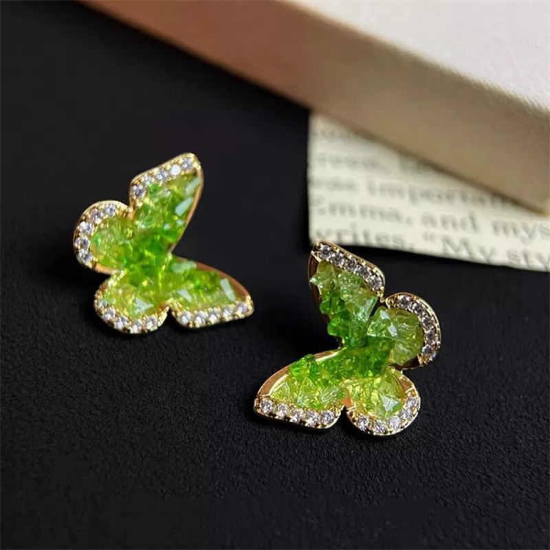 Rhinestone Butterfly Stud Earring