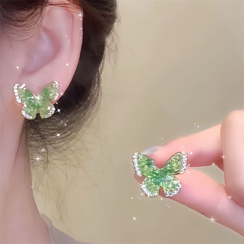 Rhinestone Butterfly Stud Earring