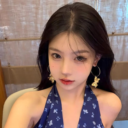 Drop Flower Earring Hoop