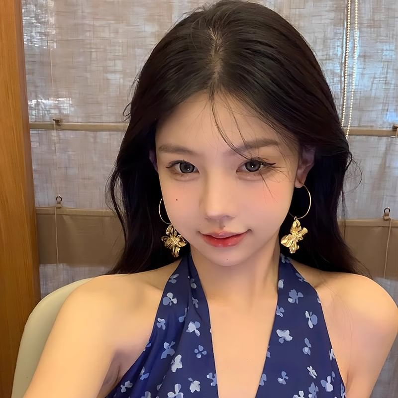 Drop Flower Earring Hoop