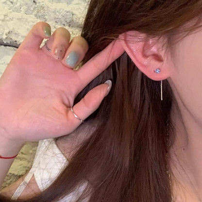 Rhinestone Earring Threader Flower