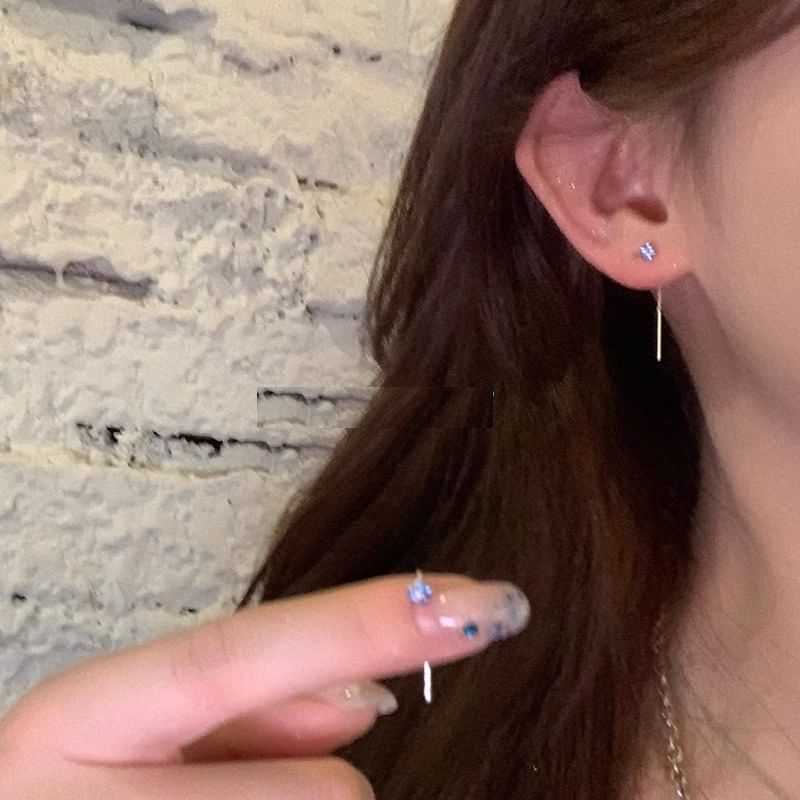 Rhinestone Earring Threader Flower