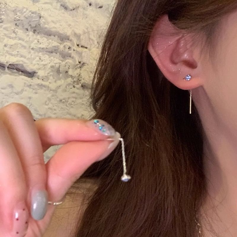 Rhinestone Earring Threader Flower