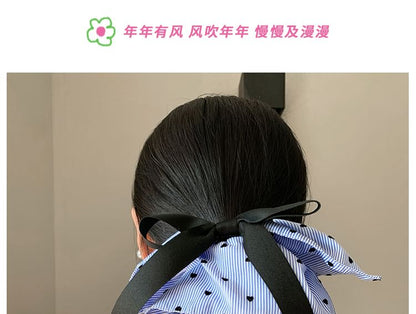 Scrunchie Bow Heart Print Striped
