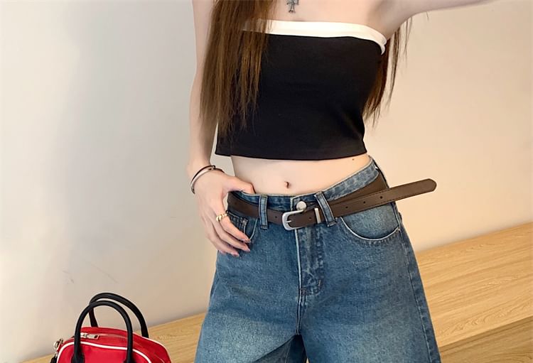 Mid Rise Washed Denim Shorts