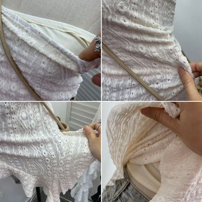 Asymmetrical Ruffle Lace Tube Top