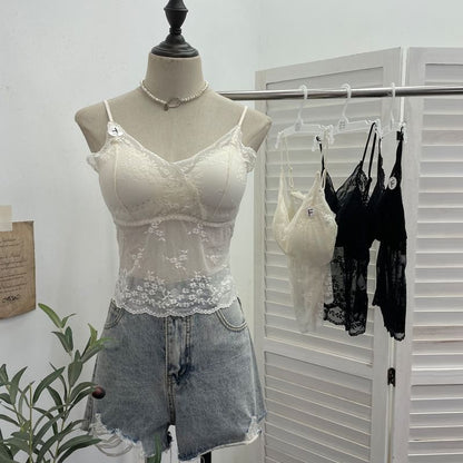 Padded Lace V-Neck Crop Camisole