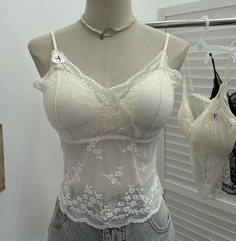 Padded Lace V-Neck Crop Camisole