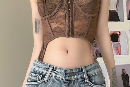 Low Rise Washed Fringe Denim Shorts