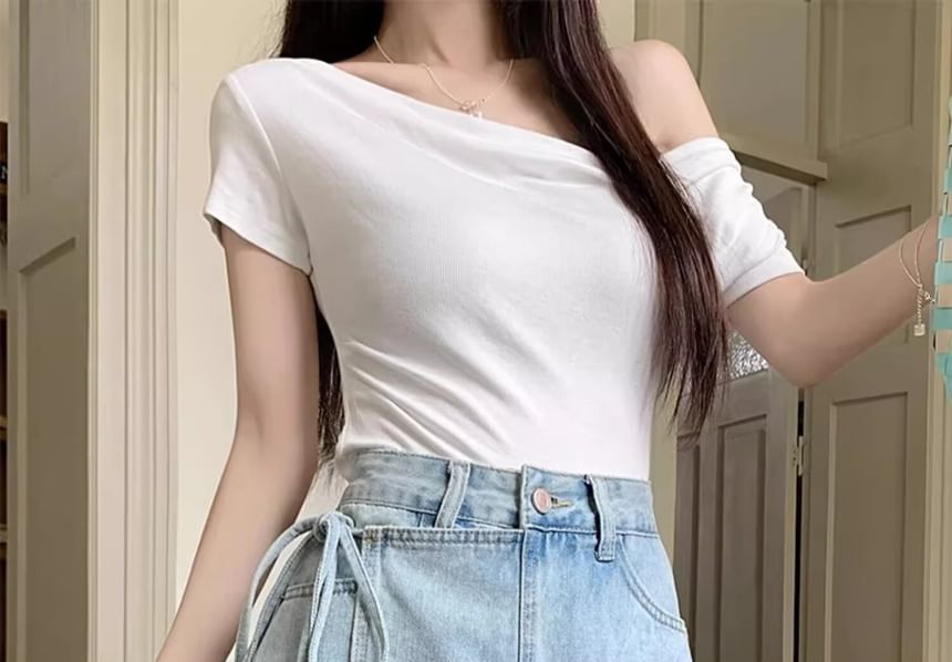 High Waist Washed Tie-Up Mini Denim Skort