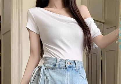 High Waist Washed Tie-Up Mini Denim Skort