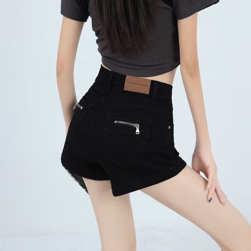 Mid Waist Denim Shorts